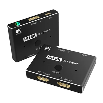HDMI 2.1 Suderinama Perjungiklis 2 X 1 HDMI Suderinama Switch Box 2 In 1 Out 8K 60 hz 3D PS5 PS4 Xbox TV, Monitorius, Projektorius,