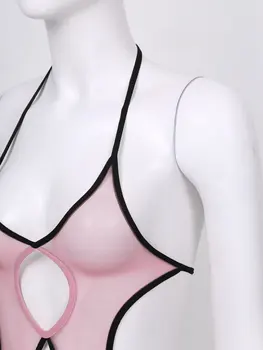 Seksualus apatinis Trikotažas, Erotinis maudymosi kostiumėlį Vienas Gabalas Bodysuit Tuščiaviduriai Iš Crotchless Dirželius Bodysuit maudymosi Kostiumėliai Moterims Akių Matyti-per Jumpsuit