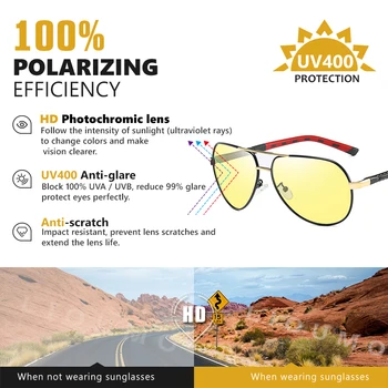 Pažangi Aviacijos Photochromic Poliarizuoti Akiniai nuo saulės Vyrams Dieną Naktinio Matymo Vairavimo Saulės Akiniai Moterų zonnebril heren UV400