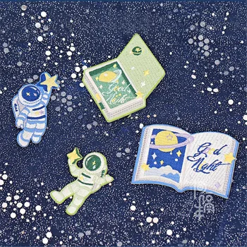 Maxsin 1 Vnt Aukštos Kokybės Mielas astronautas mažai animacinių filmų knygos Siuvinėjimo Pleistrai Bag Jeans Geležies Lopai Drabužius 