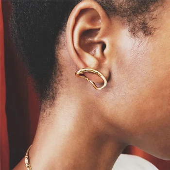 Europos ir Amerikos mažumų geometrinės linijos kūrybinis dizainas auskarai moterų mados asmenybės kietas vėjo ausies auskarai žiedai