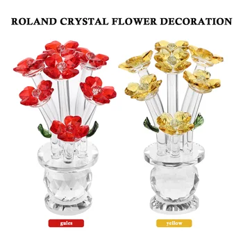 1Pc Kristalų Vazonas Puošmena Išskirtinį Violetinė Crystal Gėlių Ornamentais Namų Puošybai Darbalaukio Kristalų Ornamentu