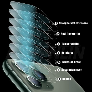 3pcs Atgal Fotoaparato Lęšis iPhone 12 11 Pro Max mini XS X XR SE 8 7 6 6S PlusScreen Raštas Grūdintas Stiklas, Apsauginė Plėvelė