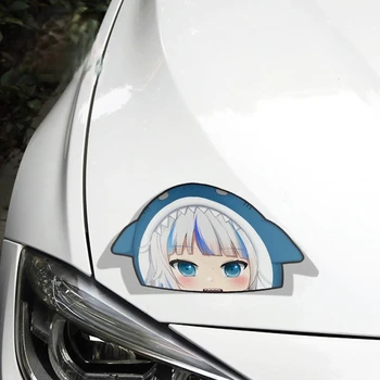 Animacinių filmų Automobilio Lipdukas, skirtas Gawr Gura Hololive Peeker Žvilgtelėti Anime Vinilo Lipdukai JDM Window Kamieno Bamperis Automobilių Reikmenys KK 13x8cm