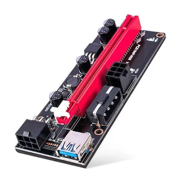 Ver 009S USB 3.0 PCI-e Riser PCIe PCI Express 1X iki 16X Extender Kortelės Adapteris SATA 15Pin 6 Pin Maitinimo Kabelis