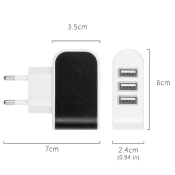 ES/JAV Plug Sienos Kroviklis 3-Uostai, USB Kroviklis Saldainiai Spalvos USB Multi Adapteris Kelionės Sienos AC Kroviklis, Skirtas 
