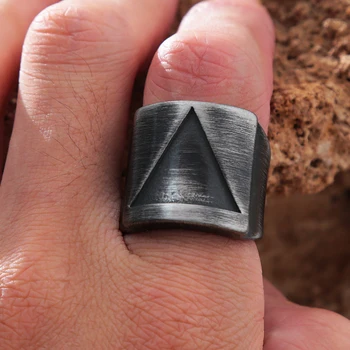 Retro Trikampis Viking Žiedas Vyrai Moterys Mados Nerūdijančio Plieno Dviratininkas Žiedas Punk Paprasta Valknut Trikampis Žiedas Papuošalai Dovana