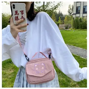 Rudenį ir žiemą 2021 naujas Japonų antikvariniai dizaino mielas mielas mielas siuvinėjimas, padengti minkštos mergina pečių maišą studentų juokinga krepšys