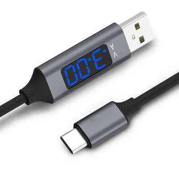 USB C Tipo Kabelis,Įtampos ir Srovės Ekranas Greito Įkrovimo Duomenų Sinchronizavimo USB-C Kabelio 