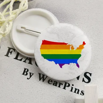 Jungtinių Amerikos valstijų Vėliava Žemėlapis Alavo Mygtuką Smeigtukai LGBT Gėjų Vaivorykštės Pasididžiavimas Alavo Mygtuką Emblemos U. S. A Amerikos Vėliavos smeigtukai