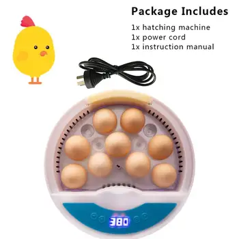 Skaitmeninis 9 Kiaušinių Inkubatorius Ūkio Antis Vištienos Hatcher LED Lemputė Temperatūros Kontrolei