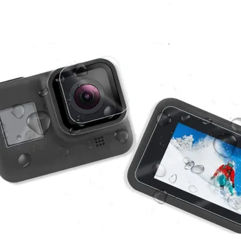 Grūdintojo Stiklo Objektyvas Ekranas LCD Ekrano Apsauginės Plėvelės Raštas Padengti Atveju Dėl GoPro Hero 8 Juoda Go pro Hero8 Veiksmo Kameros