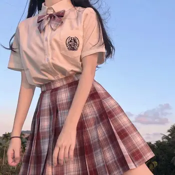 JK suknelė Mokyklos Mergina Vienodas Plisuotas Sijonas, Japonijos mokyklinę Uniformą Aukšto Juosmens-Line Pledas Sijonas Seksualus JK Uniformų Moteris