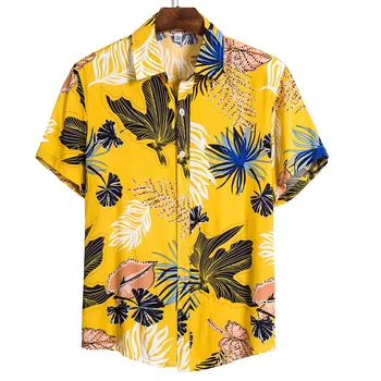 2021 m. Vasarą Vyrams, Atsitiktinis Marškinėliai Mados Havajų Spausdinti Trumpas rankovėmis Beach Marškinėliai Atostogų Streetwear Camisa Masculina
