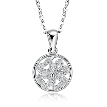 SILVERHOO 925 Sterlingas Sidabro Karoliai Pakabukas Skirta Moterims Su Širdies Formos Gėlių Austrija Krištolo Karoliai Šalies Fine Jewelry