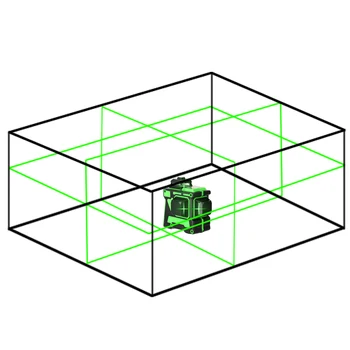 Daugiafunkcinis 3D 12 Linijų Lazerio Lygiu Priemonė, Vertikalios Horizontalios Linijos su Savaime išsilyginantis Funkcija
