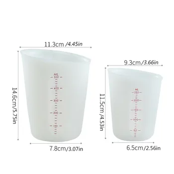 250mL / 500mL, silikono matavimo puodelis įrankis skaidrus bespalvis masto epoksidinės dervos padalinta taurės, naudojamas liejimo derva pelėsis