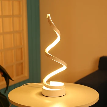 Modernus Minimalistinis LED Stalo Lempa Namų Puošybai Miegamojo Apšvietimas Naktiniai Akrilo Stalo Lempos Skaitymo Šviesos Spiralinės Šviesos Naktį