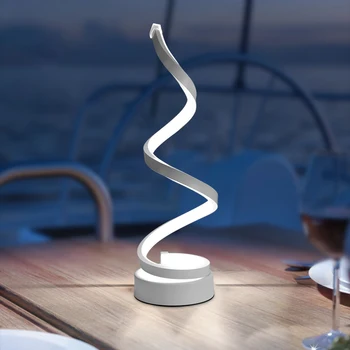 Modernus Minimalistinis LED Stalo Lempa Namų Puošybai Miegamojo Apšvietimas Naktiniai Akrilo Stalo Lempos Skaitymo Šviesos Spiralinės Šviesos Naktį