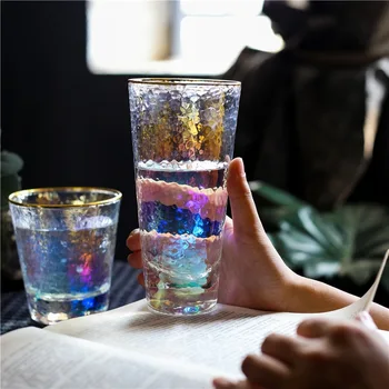 Rainbow Crystal Stiklas Spalvingas Plaktukas Apdaila traukinio išleidimo signalas Alaus Stiklo Jonų Implantavimas Vyno Kokteilis Stiklo Puodelis Kavos Puodelį, Termiškai atsparus