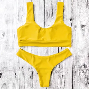 Mados Moterų Bikini Nustatyti, Seksualus, Grynas Spalvos Push-Up Kamšalu maudymosi kostiumėlį Moterų Paplūdimio Dviejų dalių Kostiumai Karšto plaukimo kostiumas moterims #E