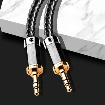 ATAUDIO hifi aux kabelis aukštos kokybės, sidabruotas OCC 3.5 mm aux audio kabelis