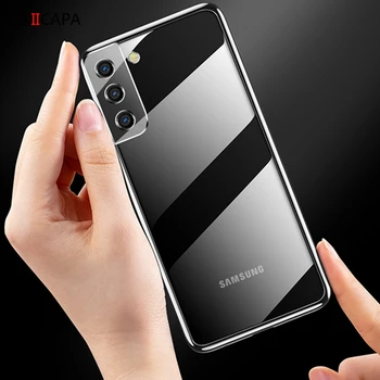 Samsung Galaxy S21 Plus Ultra Plonas Skaidrus, Minkštos TPU Telefono dėklas Samsung S21 Ultra vaizdo Kameros Apsaugos Atvejais Galinį Dangtelį