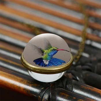 SIAN Mini Hummingbird Karoliai Dvipusis Stiklo Meno Modelio Pakabuką Karoliai Mados Dovanos Draugams, Kuriems Patinka Maži Gyvūnai