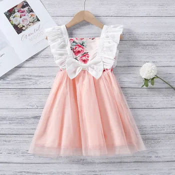Mergaičių Suknelė 2021 Nauja Vaikų Drabužių Vasaros Gėlių Spausdinti Akių Susiuvimo Princesė Dress Vaikams Drabužių Mergina Vestuvinė Suknelė