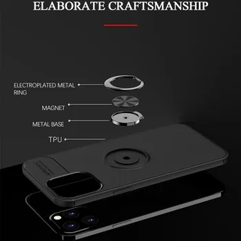 Žiedas Atveju iPhone, SE 2020 m. 11 Pro XS Max Prabanga atsparus smūgiams Silikoninis Metalo Žiedas, Stovas Telefono galinį dangtelį 