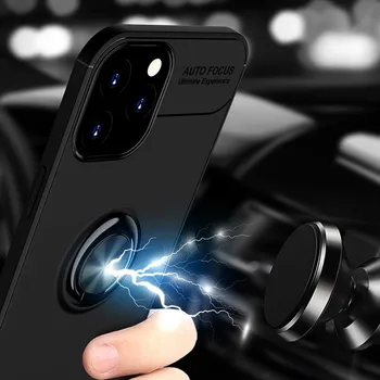 Žiedas Atveju iPhone, SE 2020 m. 11 Pro XS Max Prabanga atsparus smūgiams Silikoninis Metalo Žiedas, Stovas Telefono galinį dangtelį 