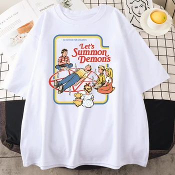 Tegul Iškviesti Demonus Hip-Hop Stiliaus Print T Marškinėliai Moterims Harajuku Minkšti Viršūnes Mados Crewneck Marškinėlius Negabaritinių Minkštas Moterų Marškinėliai