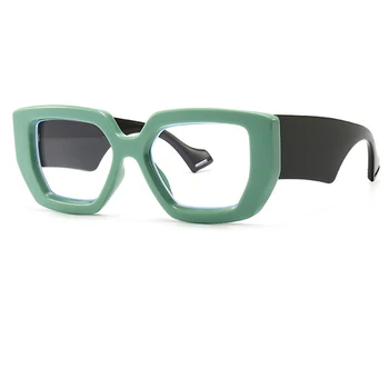 Senovinių Kvadratinių Didelis Rėmas Akinių Rėmelių Mados medienos rėmo akiniai Moterų Skaidrus Optinės Green Akiniai