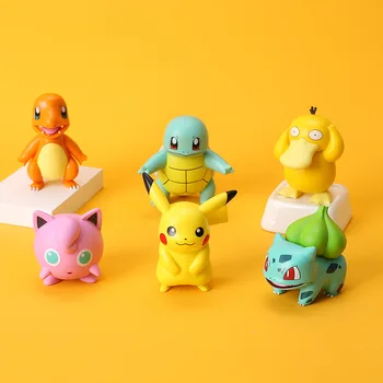 6 Stilių Pokemon Pikachu Charmander Psyduck Squirtle Jigglypuff Bulbasaur Bulbasaur Anime Duomenys Žaislai Modelis Kawaii Vaikų Dovanų