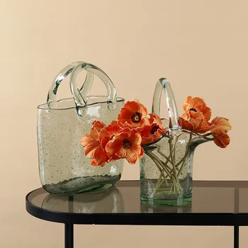 Šiaurės Kūrybos Gėlių Vaza Hydroponic Puodai Pirkinių Krepšelį Didelis Stiklo Krepšys Namų Cristal Apdailos Kambarį Stalo Ornamentas