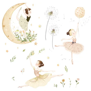Akvarelė Moon Star Lipdukai Šokių Kambarį Apdailos Princesė Miegamasis lipnios Kiaulpienių Sienos Lipdukai