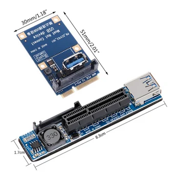 Mini PCIE PCI-E 4X Plėtros Kortelę Riser Card PCI Express Pratęsimo Kabelis SATA Maitinimo Jungtis 60CM USB3.0 Kabelis PCIE Extender