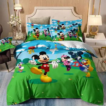 3d Mickey Mouse Minnie Patalynės Komplektas Vieną Dvigubo Karalienė ančiukas Donaldas Antklode Padengti Nustatyti Twin Visiškai Mielas Lova Drabužius Vaikas Berniukas
