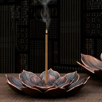 Naujas 1PC Lydinio Smilkalų Degiklis Klijuoti Laikiklį Plokštė Budizmas Lotus Censer Bronzos Nasturtos Smilkalų Degiklis