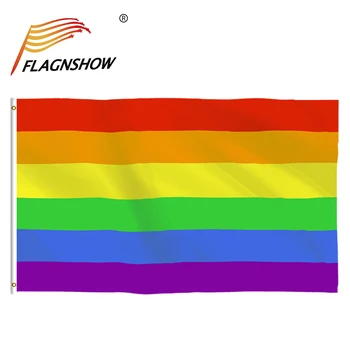 Flagnshow 3x5ft Poliesteris Lauko, Patalpų Plaukioja Gėjų LGBT Vaivorykštė Banner Vėliavos