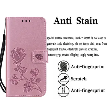 Prabangus Odinis Flip Book Case for HTC 12S 12 Plus Rose Gėlių Piniginės Stovėti Atveju Telefono Dangtelį Maišelį coque