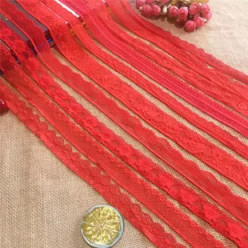 2.5-4cm Kinijos raudona spandex elastinga nėrinių dekoratyvinis audinys, tinka atsitiktinis moterų drabužiai