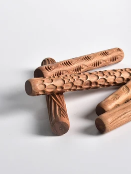Keramikos įrankiai, medžio drožyba, keramika, medžio tekstūros purvo roller įspaustas reljefinis raštas reljefinis lazdele purvo roll