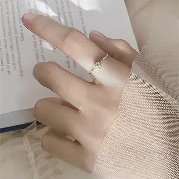 Madinga Aukso Spalvos Snaigės Inkrustacijos Kristalų Žiedai Moterų Dalyvavimo Šalies Vestuvinis Žiedas Papuošalai Visą Pardavimas
