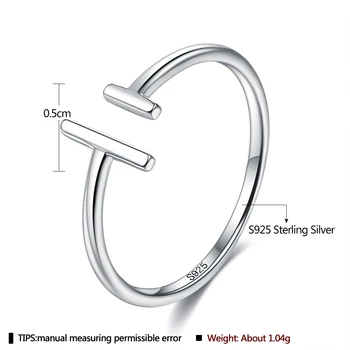SILVERHOO Autentiški S925 Sterlingas Sidabro Žiedas Moterims Minimalistinio Atidarykite Reguliuojamas Moterų Žiedai Jubiliejų Fine Jewelry Naujas