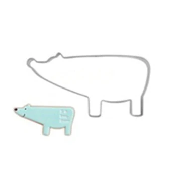 Nerūdijančio Plieno Slapukas Polar Bear Formos Tortas Dekoravimo Minkštas Karpymo Įrankiai Meduoliai Su Imbiero Priedais Vyras Metalo Cookie Cutters Slapukas Antspaudas