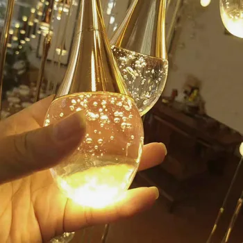 Kobuc Šiuolaikinės šiaurės šalių Ilgas Kabelis, Pakabukas Apšvietimo Lempos Blizgesio Kristalų Burbulas Virtuvės Villa Kambarį Laiptai LED Kabo Lempa