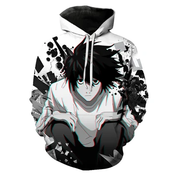 , Anime Death Note, 3D Spausdinimo Hoodies Vyrų, Moterų Atsitiktinis Mados Palaidinukė Hoodie Puloveris Harajuku Hip-Hop Streetwear Viršūnes Kailio Vyras