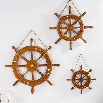 Viduržemio Jūros Retro Medienos Vairo, Vairo Juostą, Namų Dekoravimo, Ornamentų Juosta Sienos Kabo Dekoro Laivo Modelio Ratų