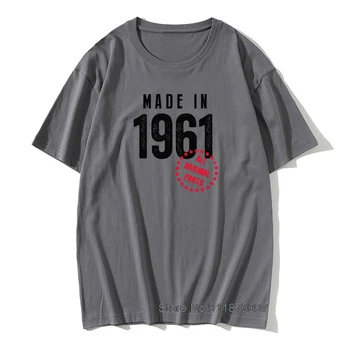 Padaryta 1961 Visos Originalios Dalys, Marškinėliai Juokinga, 60 Gimtadienio Dovana Medvilnės Retro TShirts Vyrų Derliaus Spausdinimo Tėtis, Vyras Viršūnes Tees